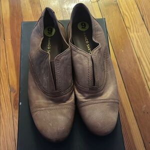 Franco Sarto Brown Leather Slip-On Women’s Loafers